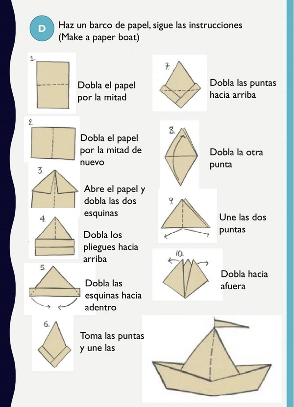 instructivo para hacer un barquillo de papel. Ejemplos de instructivo