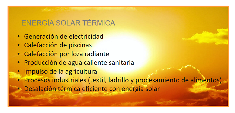 energia solar termica ejemplos concepto usos