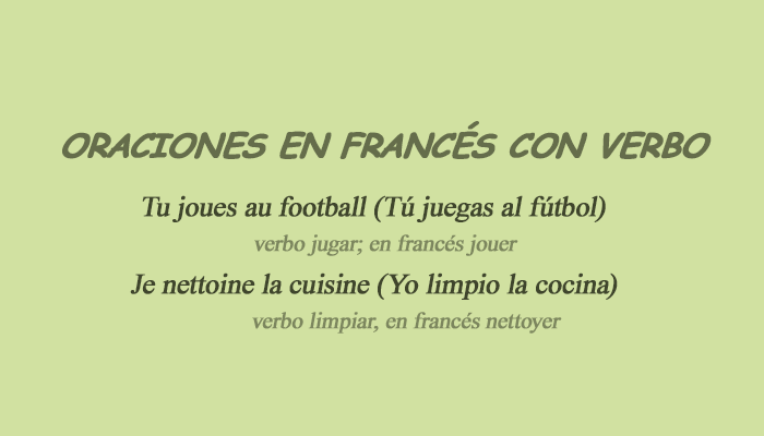 ejemplos de oraciones en francés con verbo
